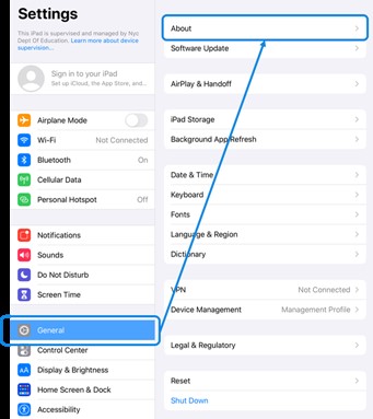 screenshot one Screen of iPad showing want to press to access the information needed